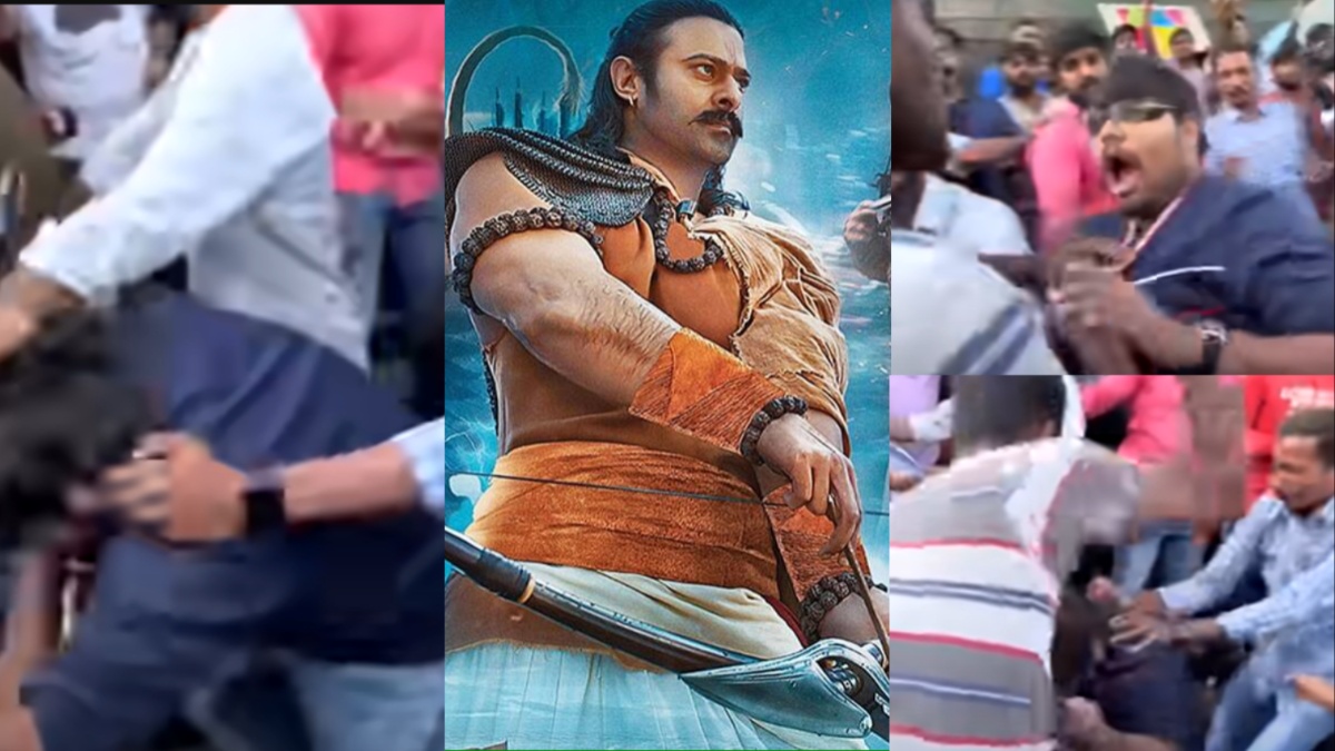 थिएटर के बाहर 'आदिपुरुष' की बुराई कर रहा था शख्स, तभी लोगों ने पकड़कर उसे पीट दिया और...