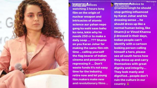 kangana-ranaut-calls-rrkpk-saas-bahu-drama-and-ranveer-singh-a-cartoon-advised-karan-johar-to-retire