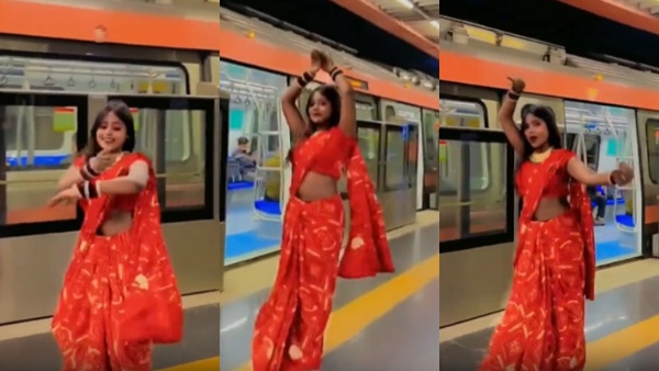 Delhi Metro का एक और अतरंगी वीडियो आया सामने, स्टेशन पर साड़ी पहन लड़की ने भोजपुरी गाने पर मटकाई कमरिया