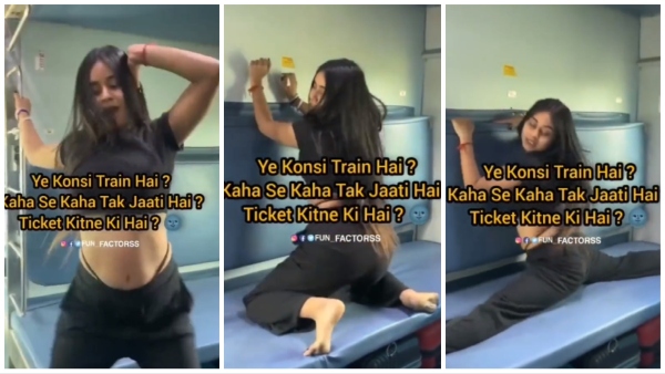 girl dancing in train