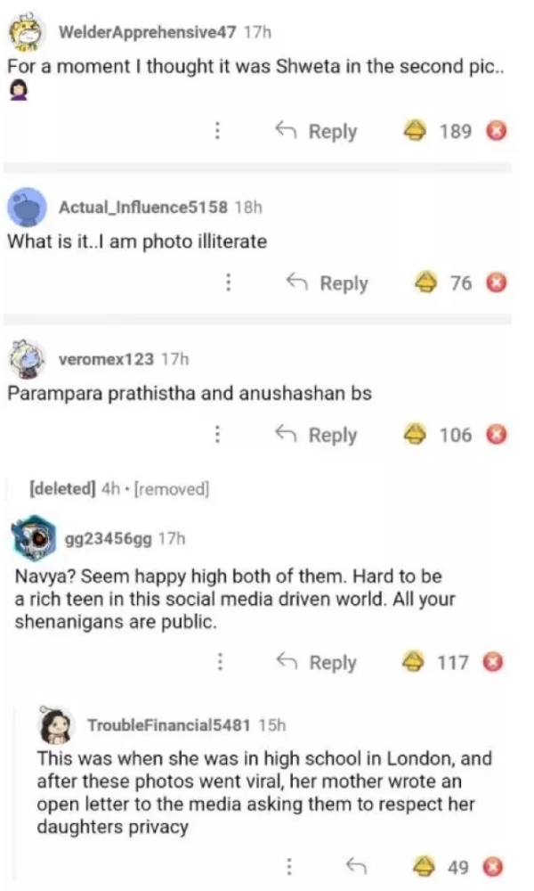 Orry Awatramani, Navya Naveli Nanda, Amitabh Bachchan, Jaya Bachchan, Shweta Bachchan, 