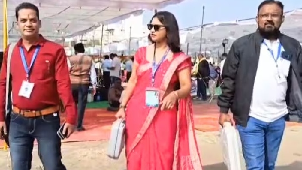 Mp election khargone lady polling officer viraj neema pictures gone viral 