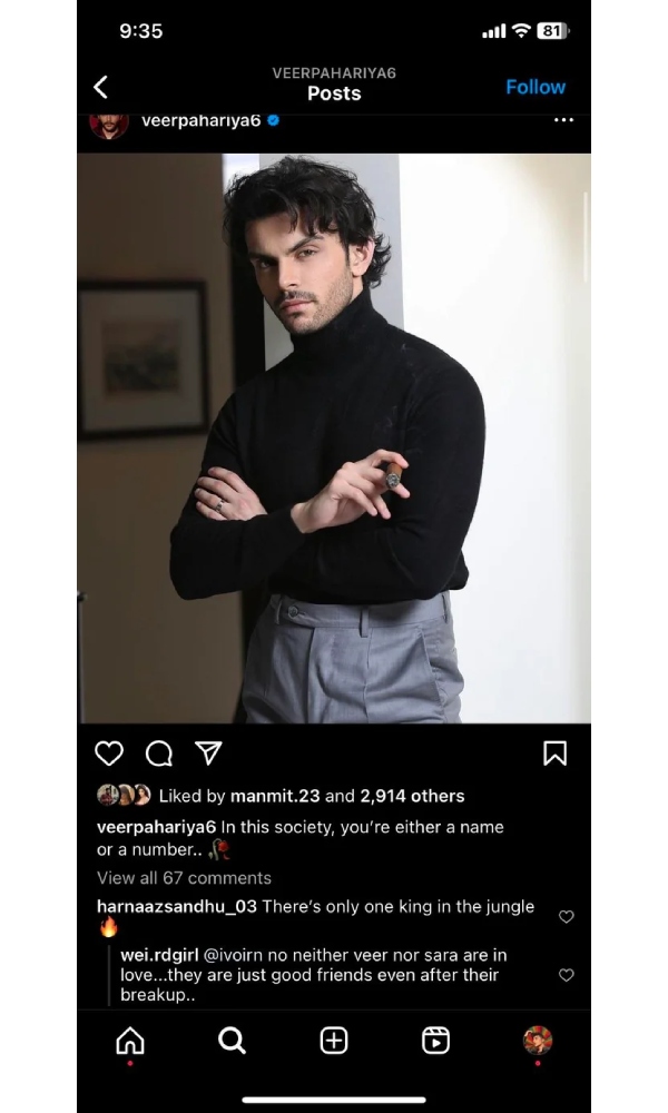 harnaaz kaur sandhu, veer pahariya