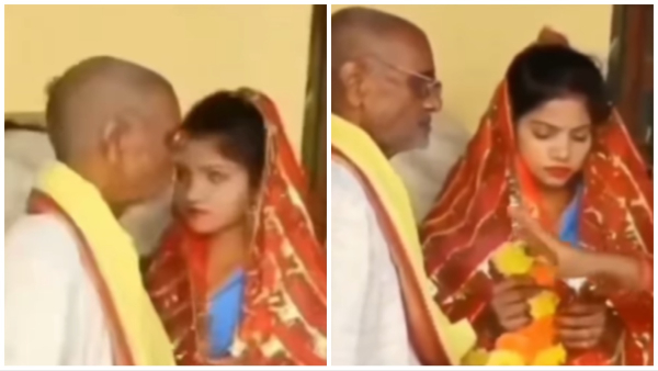 girl caught marrying old man viral video