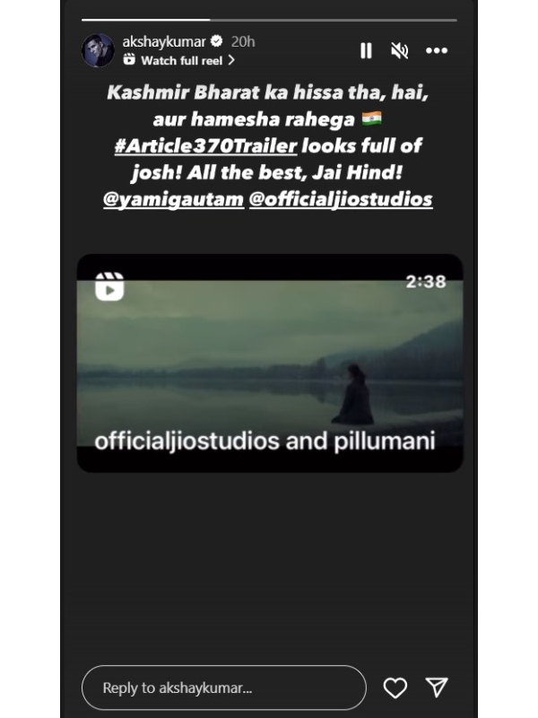 Akshay Kumar, Article 370