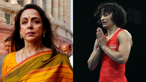 विनेश फोगाट के डिस्क्वालिफाई होने पर मुस्कुराईं हेमा मालिनी