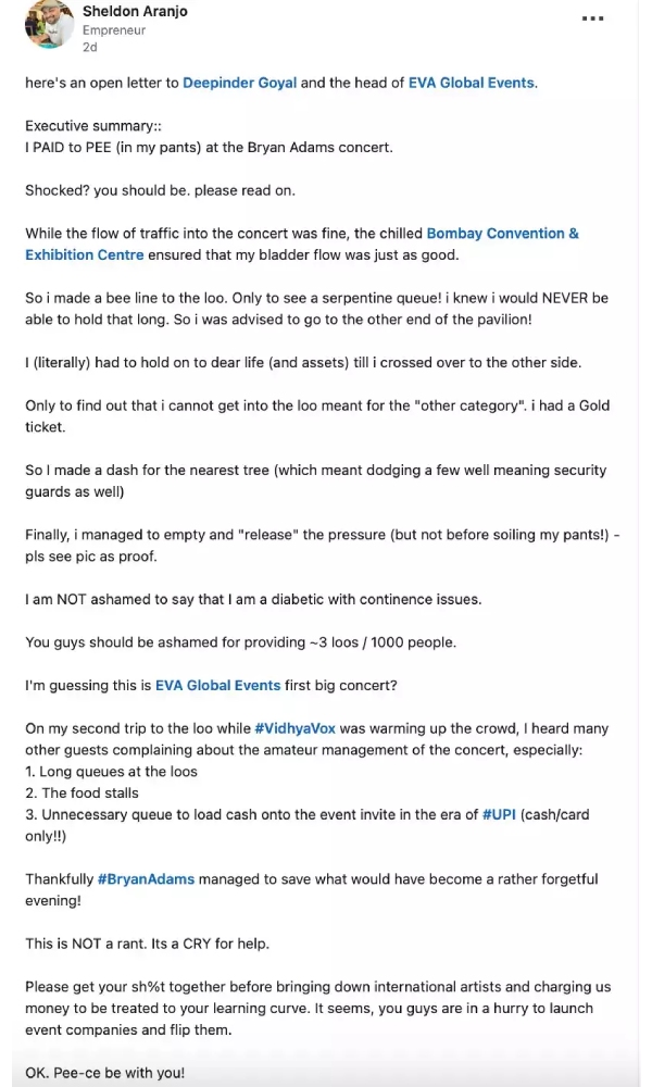 Bryan Adams Mumbai Concert