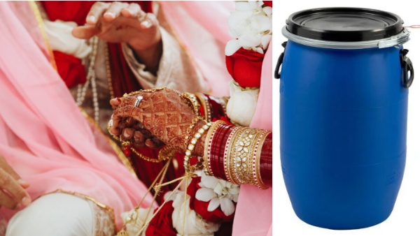 शादी में दोस्तों ने नए कपल को गिफ्ट कर डाला नीला ड्रम