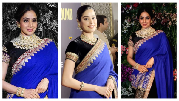 Jahnvi Kapoor Recreates Sridevi Blue Saree Look