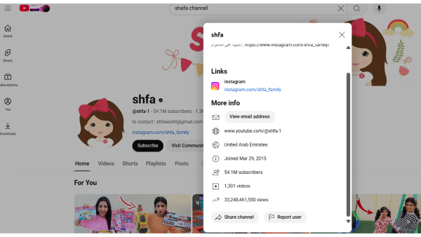 Baby Youtuber Shfa Networth