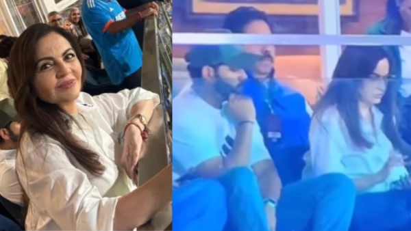 Rohit Sharma seen looking at Nita Ambani phone