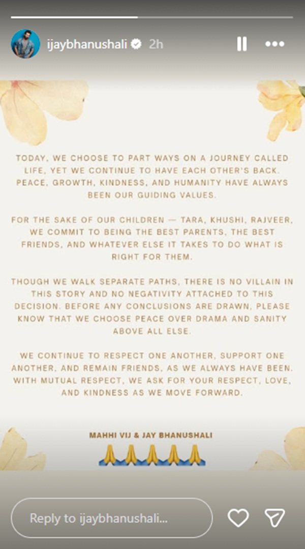 Jay Bhanushali Mahhi Vij separation Jay Bhanushali Mahhi Vij separation