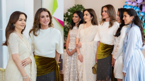 Nita Ambani Saree Look with Queen Rania Al Abdullah