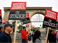 A scene from the ongoing Writers strike