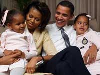 Barrack Obama with his family