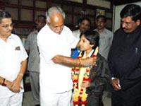 B S Yediyurappa honouring Master Kishan