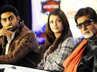 Aishwarya Abhishek and Amitabh at the press conference