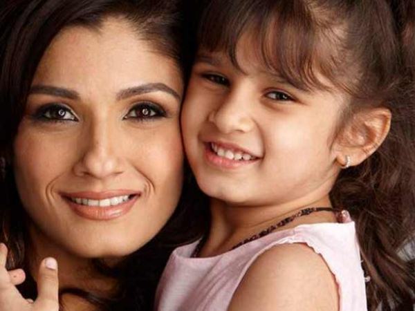 Raveena With Her Daughter