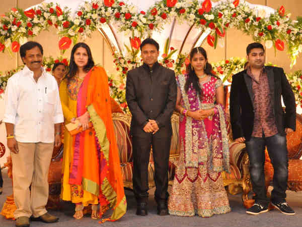 Vijay's wife Sangeetha with the young couple
