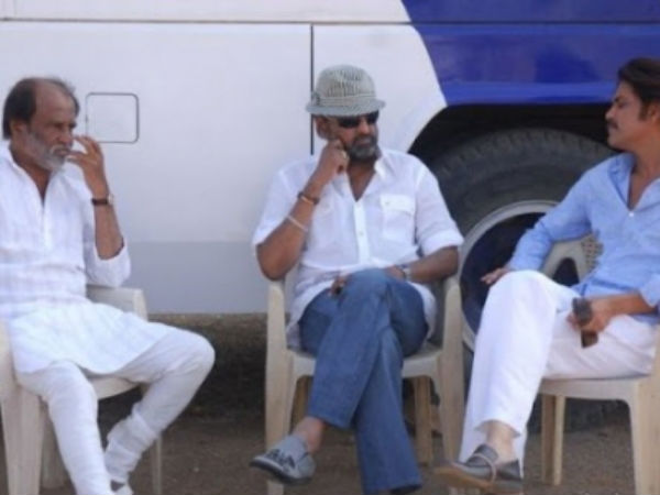 Rajini With Telugu Superstars Mohan Babu And Nagarjuna
