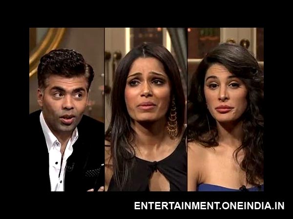 Nargis Fakhri, Freida Pinto, Karan Johar