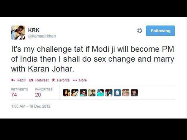 Kamaal R Khan V/S Modi!