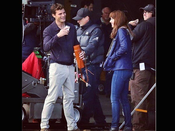Jamie and Dakota On The Sets Of Fifty Shades of Grey