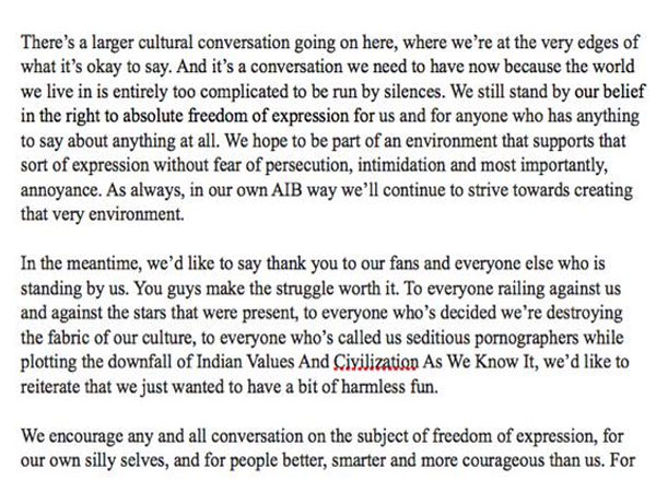 AIB's Letter On AIB Roast Controversy