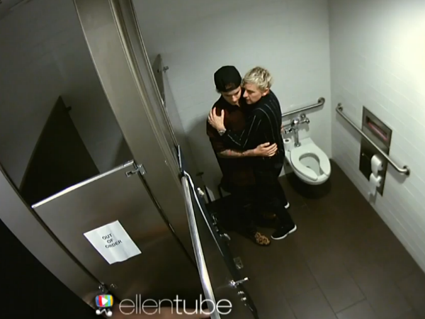 Justin Bieber Ellen Bathroom Prank