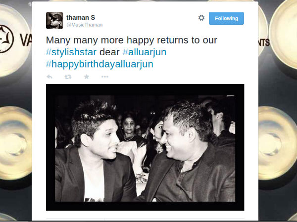 S S Thaman Wishes Allu Arjun