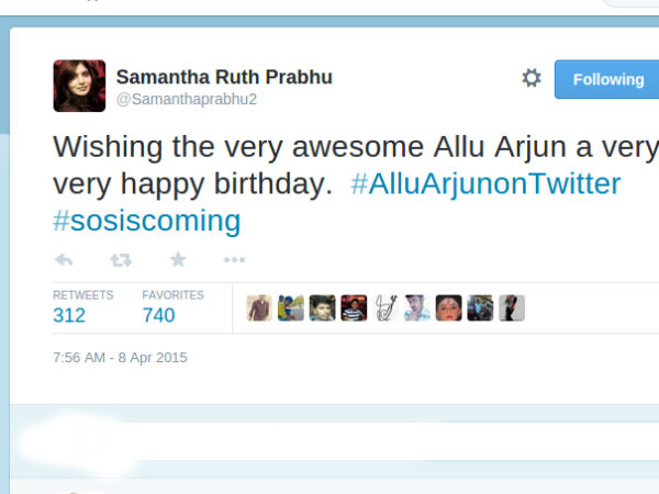 Samantha Wishes Allu Arjun
