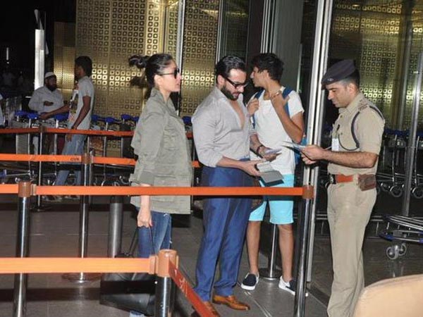 Kareena With Saif And Ibrahim