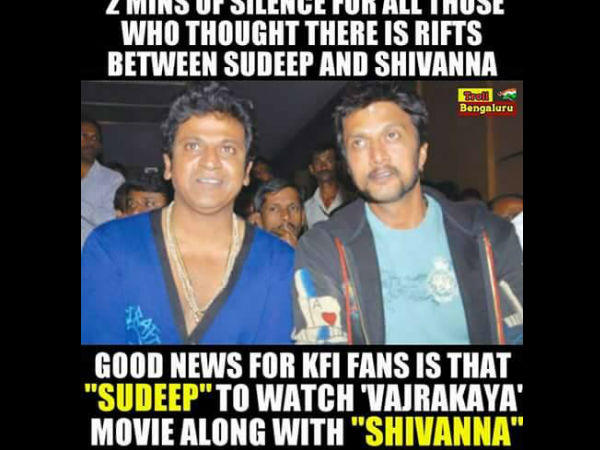 To All The Spoilers: Sudeep And Shivarajkumar To Watch Vajrakaya Together!