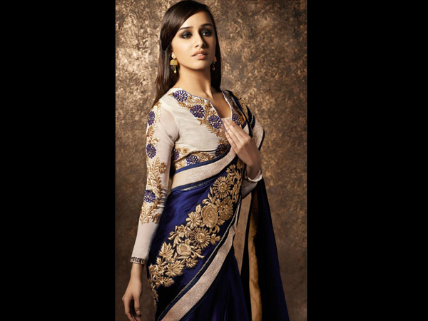 Blue Satin Party Wear Saree