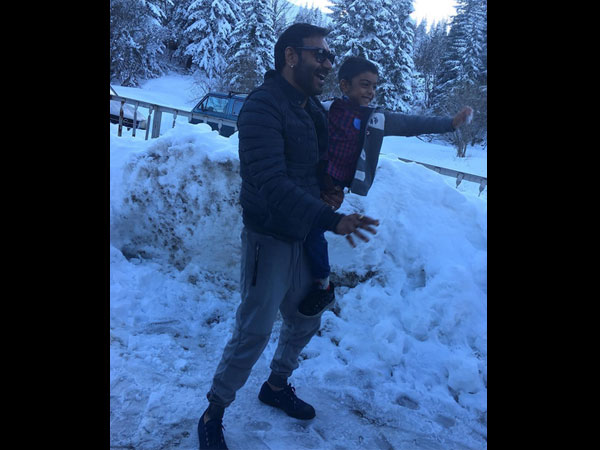 ajay devgn with son yug on the sets of shivay bulgaria pictures ajay devgn with son yug on the sets of shivay bulgaria pictures
