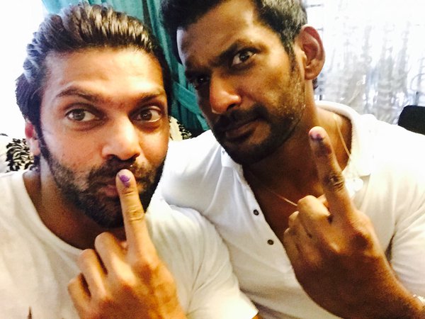 Arya & Vishal Voting Arya & Vishal Voting