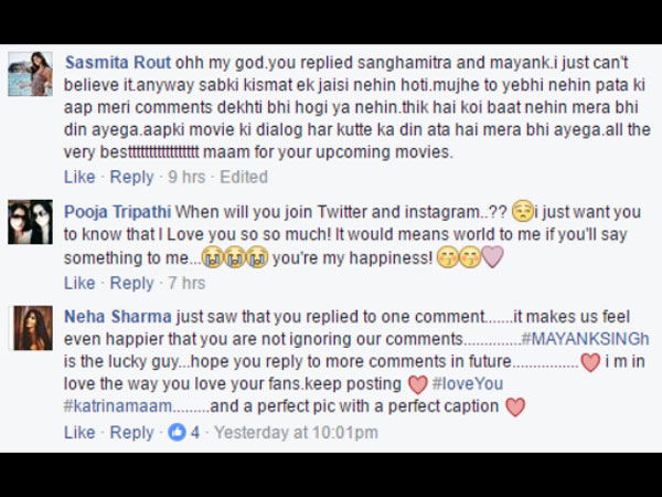 Katrina Kaif Replies To Facebook Comments Katrina Kaif Replies To Facebook Comments
