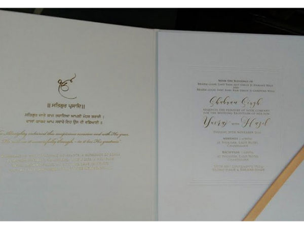 Yuvraj Singh Hazel Keech Wedding Card Sweets YHPL