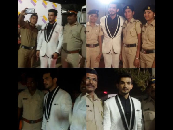 Arjun Bijlani Snapped With Mumbai Police