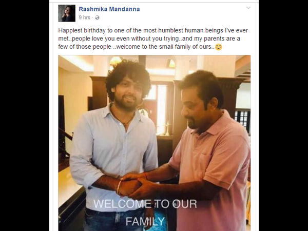 Rashmika's Gift To Rakshit On June 6, 2016