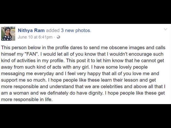 nithya ram harassed by stranger