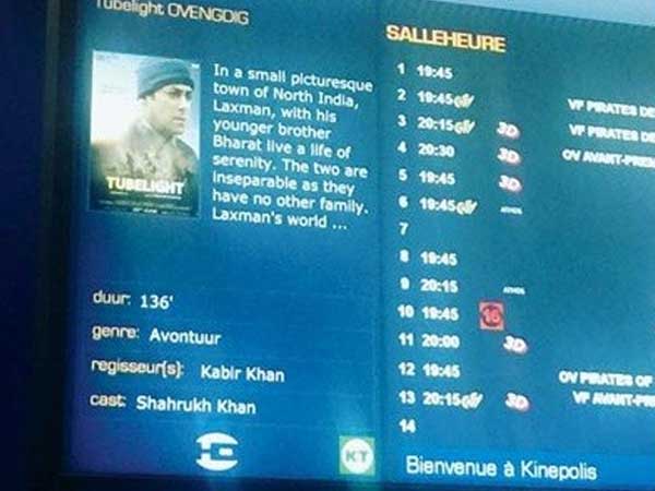 Tubelight Film Theatre Belgium Salman Khan Shahrukh Khan Tubelight Film Theatre Belgium Salman Khan Shahrukh Khan