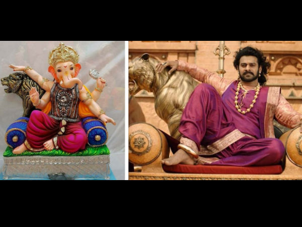 Bappa Idols Embodied In Baahubali Pose