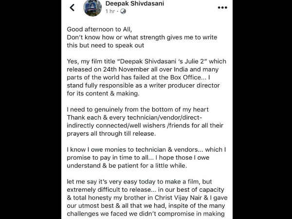 The Maker's Candid FB Post