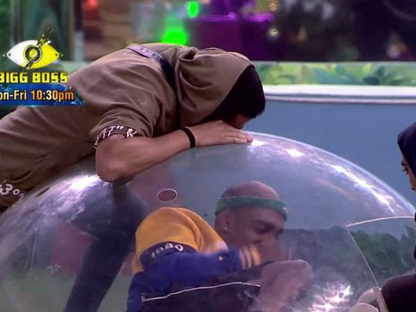The Housemates Try To Distract The Contestant Inside The Dome