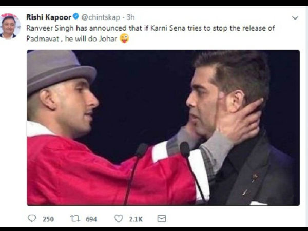 Meanwhile, Rishi Kapoor Pokes Fun At Ranveer 