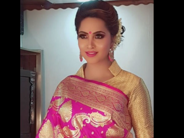 Arshi Looks Beautiful In The Pink Sari