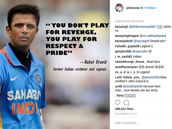 John Cena Had Previously Shared Rahul Dravid's Quote
