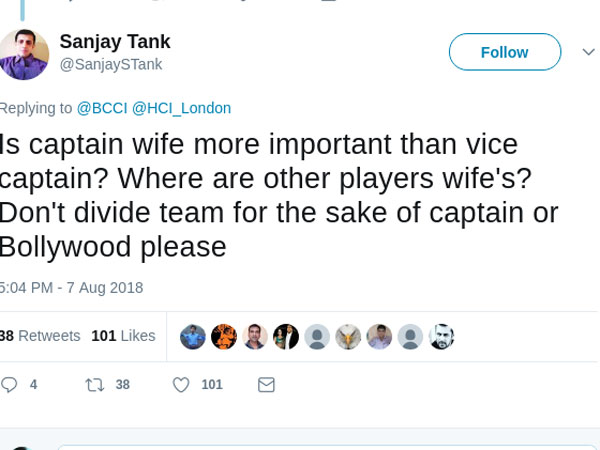 Why Only Virat Kohli's Wife?