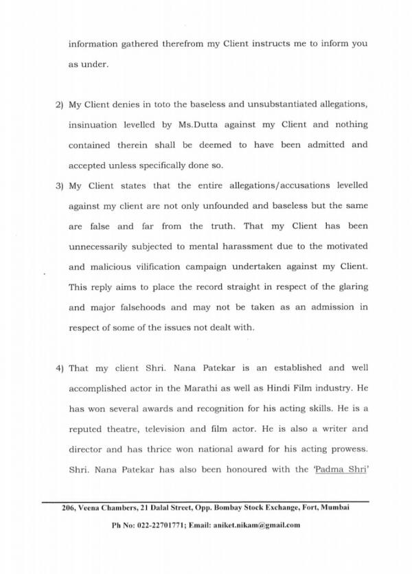 Nana Plans Legal Course Against Tanushree